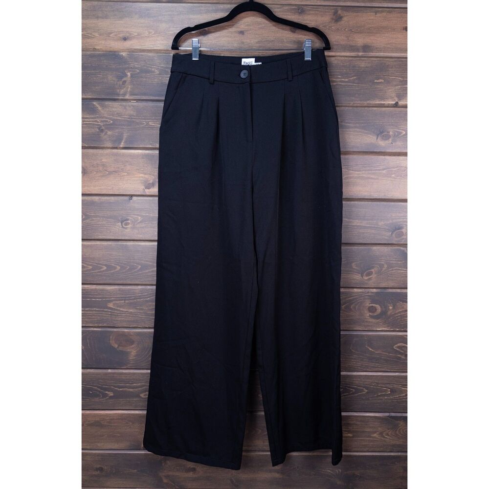 Princess Polly Black Pleated Wide Leg Trousers Pants Womens US Size 12 Career